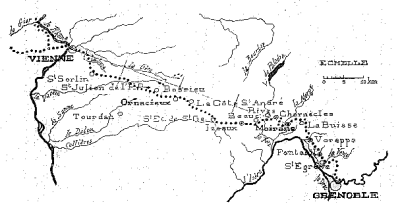 tracé de la voie ancienne entre le rhône et l'Isère